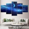 Flying Kite Starry Night Fantasy - Abstract 5 Panel Canvas Art Wall Decor