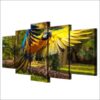 Flying Parrot - Animal 5 Panel Canvas Art Wall Decor