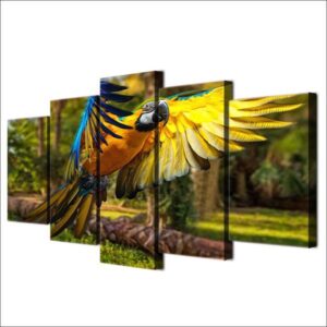 Flying Parrot - Animal 5 Panel Canvas Art Wall Decor
