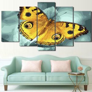 Flying Yellow Butterfly - Animal 5 Panel Canvas Art Wall Decor