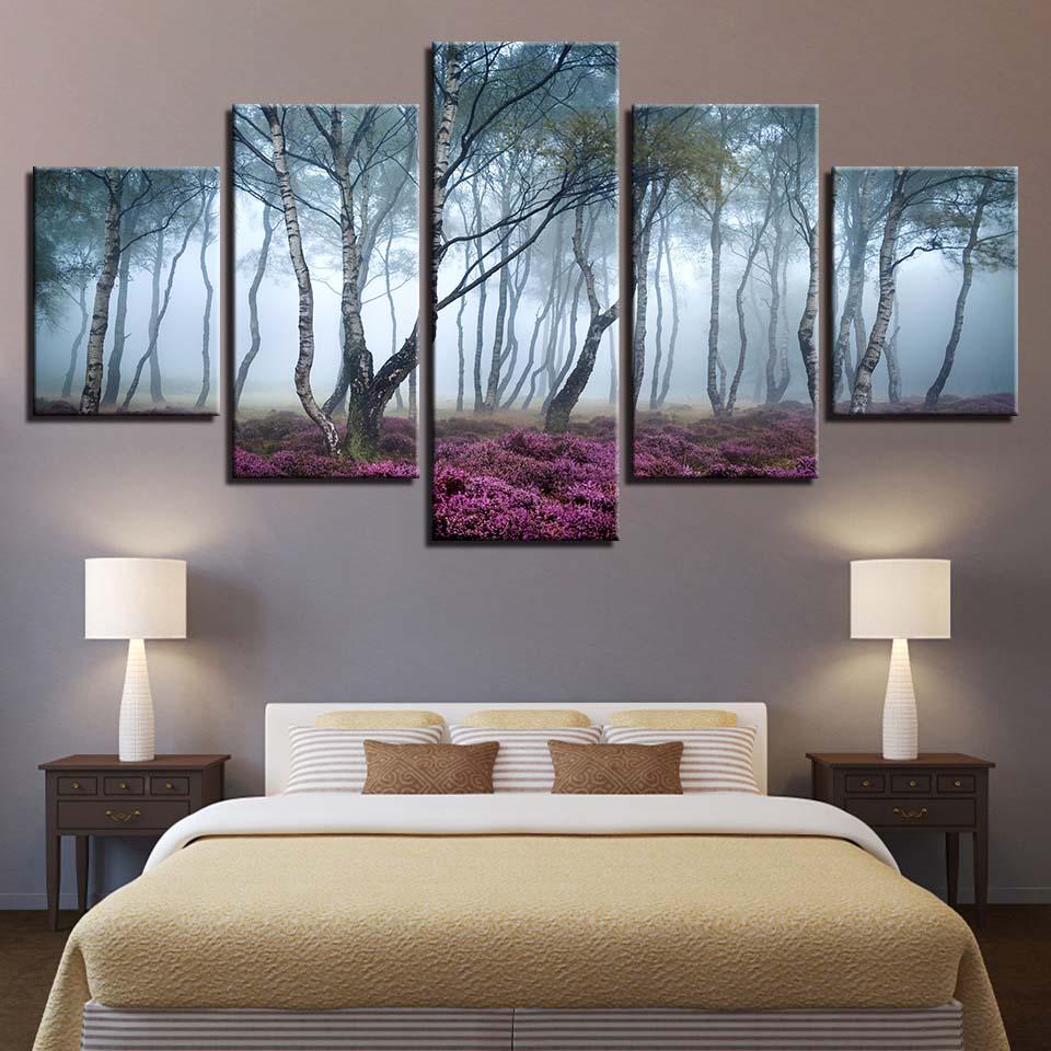 Foggy Forest Landscape - Nature 5 Panel Canvas Art Wall Decor Foggy Forest Landscape - Nature 5 Panel Canvas Art Wall Decor