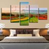 Foggy Morning Hill Bucolic Nature Landscapes - Nature 5 Panel Canvas Art Wall Decor