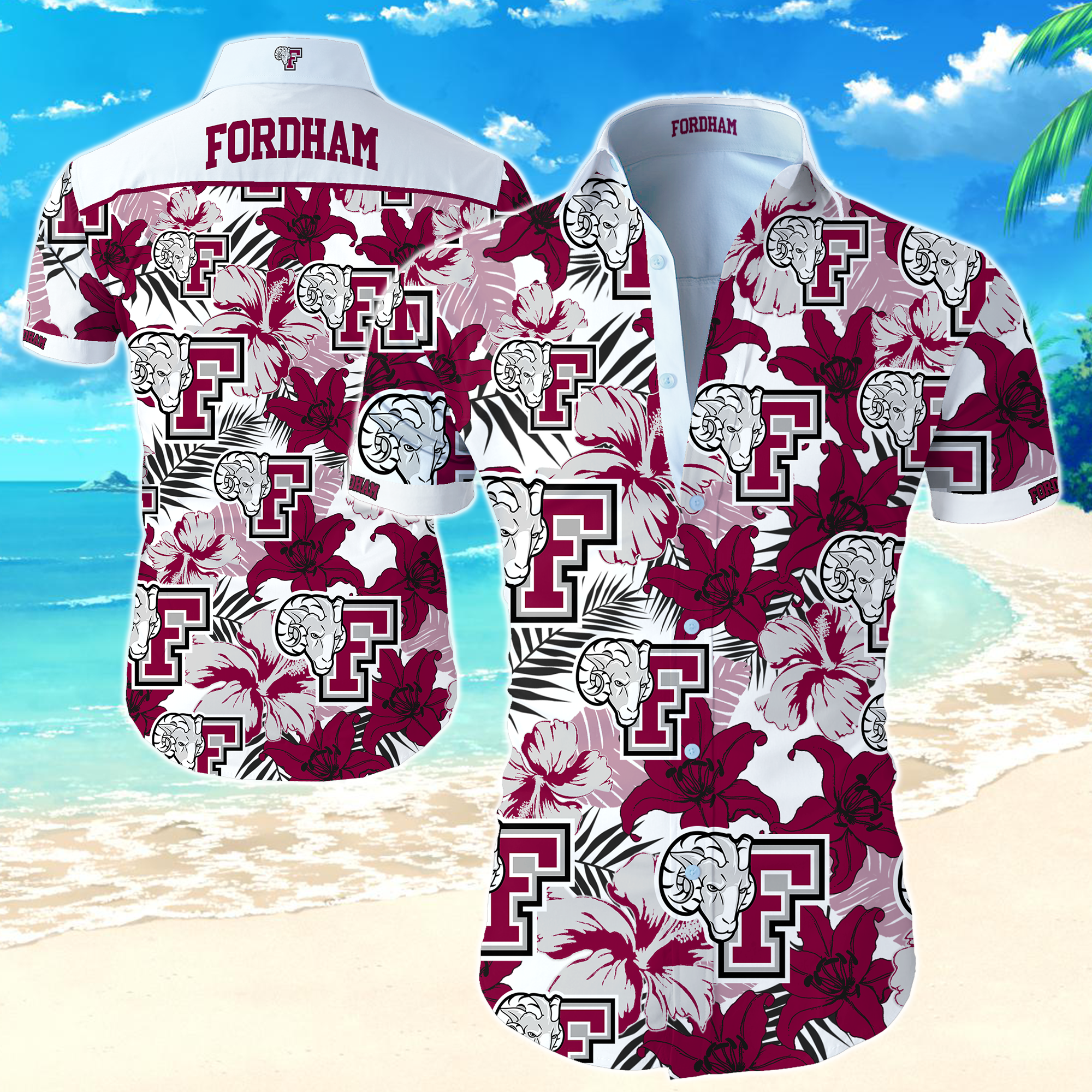 Fordham Rams Hawaiian Shirt Summer Button Up Fordham Rams Hawaiian Shirt Summer Button Up