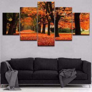 Forest Autumn 4 - Nature 5 Panel Canvas Art Wall Decor