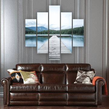 Forest Dock - Nature 5 Panel Canvas Art Wall Decor Forest Dock - Nature 5 Panel Canvas Art Wall Decor