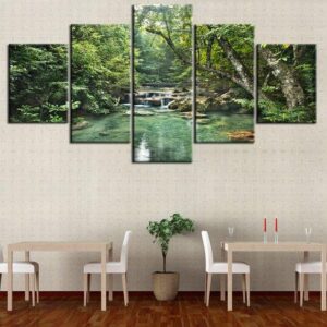 Forest Lake Landscape 2 - Nature 5 Panel Canvas Art Wall Decor