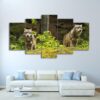 Forest Nature Wolves - Animal 5 Panel Canvas Art Wall Decor