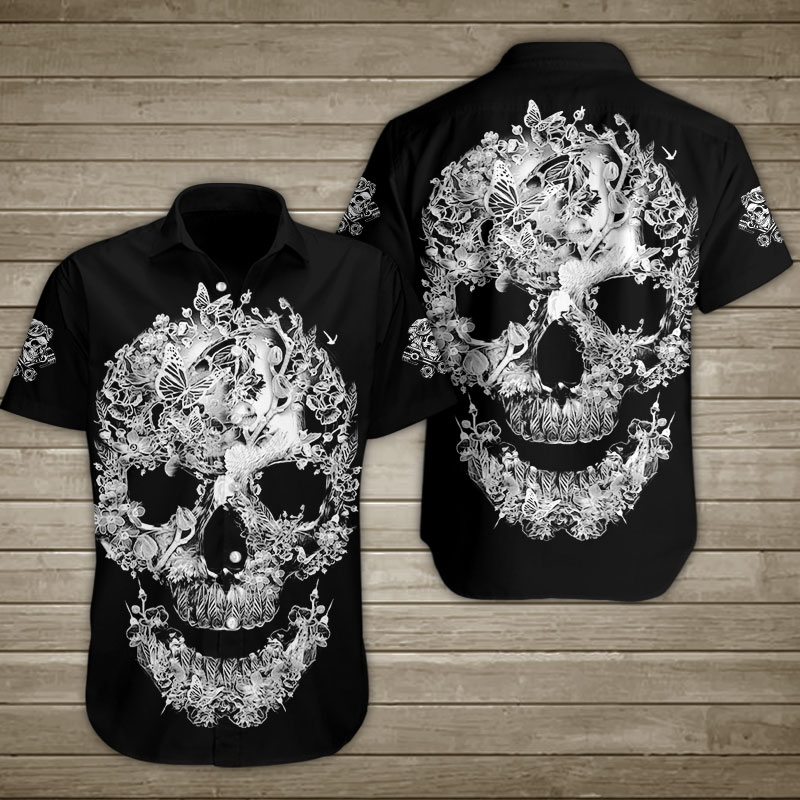 Forest Skull Hawaiian Shirt Summer Button Up Forest Skull Hawaiian Shirt Summer Button Up
