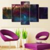Forest Stream Glow Deer - Abstract Animal 5 Panel Canvas Art Wall Decor