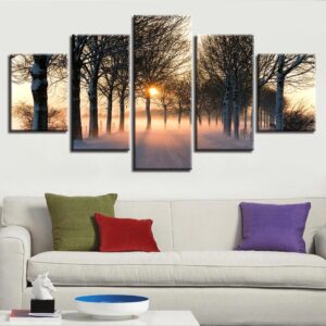 Forest Sunshine 01 - Nature 5 Panel Canvas Art Wall Decor