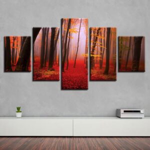 Forest Tree Landscape - Nature 5 Panel Canvas Art Wall Decor