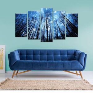 Foresty Skies - Nature 5 Panel Canvas Art Wall Decor