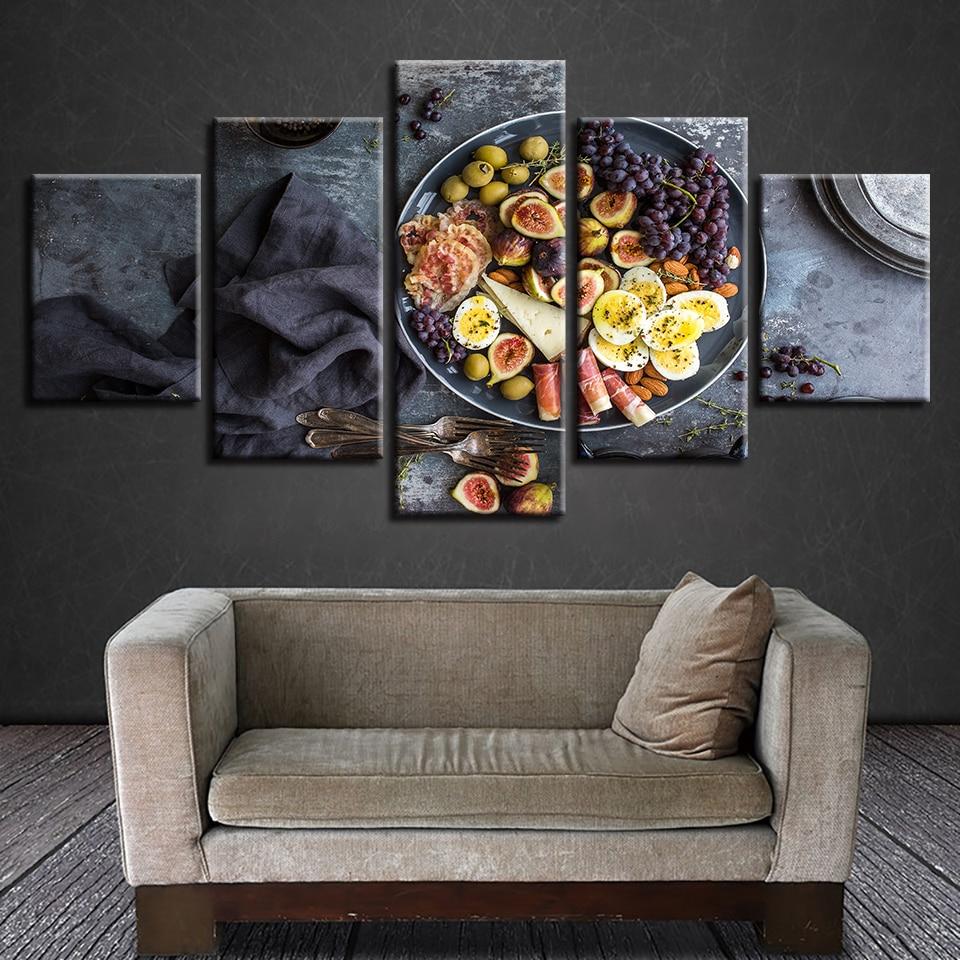 Fork Grape Food - Kitchen 5 Panel Canvas Art Wall Decor Fork Grape Food - Kitchen 5 Panel Canvas Art Wall Decor