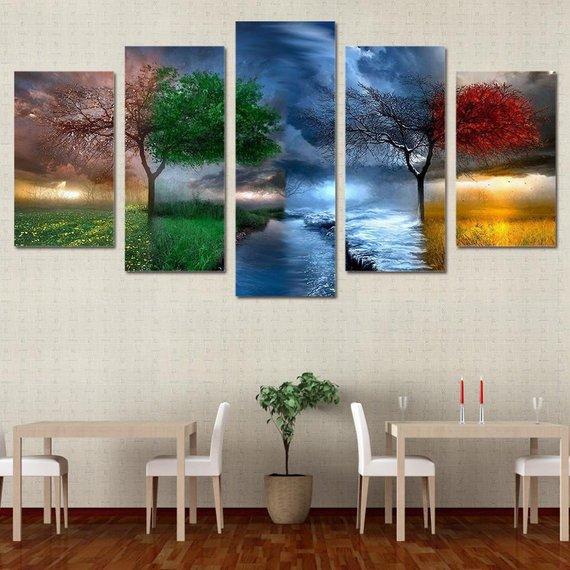 Four Seasons 01 - Nature 5 Panel Canvas Art Wall Decor Four Seasons 01 - Nature 5 Panel Canvas Art Wall Decor