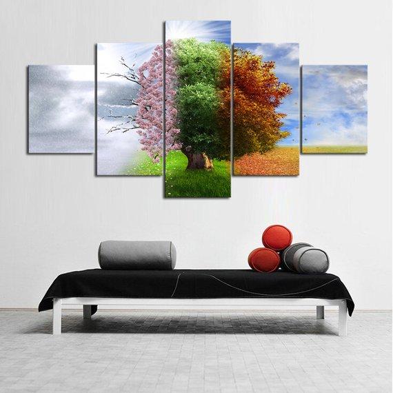 Four Seasons Tree 02 - Nature 5 Panel Canvas Art Wall Decor Four Seasons Tree 02 - Nature 5 Panel Canvas Art Wall Decor