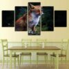 Fox In The Forest - Aniaml 5 Panel Canvas Art Wall Decor