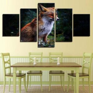 Fox In The Forest - Aniaml 5 Panel Canvas Art Wall Decor