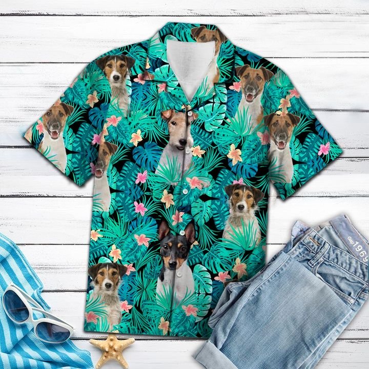 Fox Terrier Hawaiian Shirt Summer Button Up Fox Terrier Hawaiian Shirt Summer Button Up