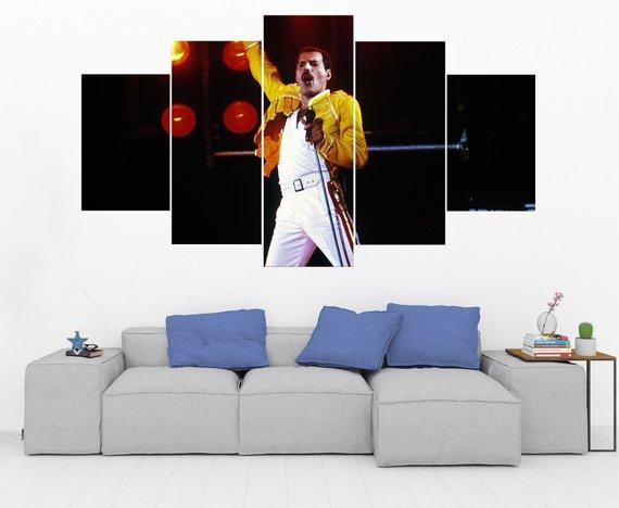 Freddie Mercury - Queen - Music 5 Panel Canvas Art Wall Decor Freddie Mercury - Queen - Music 5 Panel Canvas Art Wall Decor
