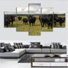 Free Range Black Angus - Animal 5 Panel Canvas Art Wall Decor
