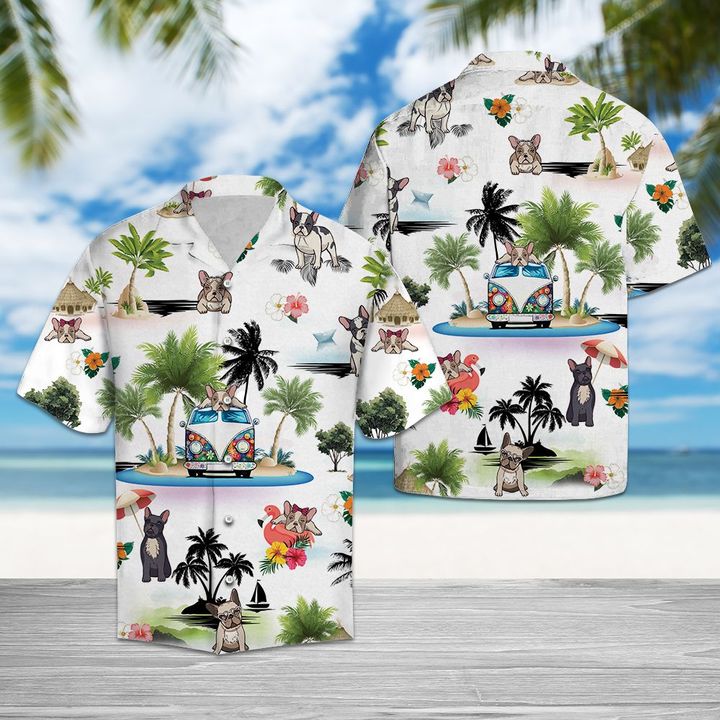 French Bulldog Island Hawaiian Shirt Summer Button Up French Bulldog Island Hawaiian Shirt Summer Button Up