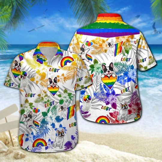 French Bulldog Lgbt Hawaiian Shirt Summer Button Up French Bulldog Lgbt Hawaiian Shirt Summer Button Up