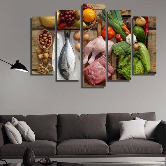 Fresh Meat - Kitchen 5 Panel Canvas Art Wall Decor Fresh Meat - Kitchen 5 Panel Canvas Art Wall Decor