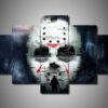 Friday The 13Th - Jason Mask - Movie 5 Panel Canvas Art Wall Decor