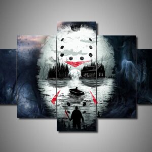 Friday The 13Th - Jason Mask - Movie 5 Panel Canvas Art Wall Decor