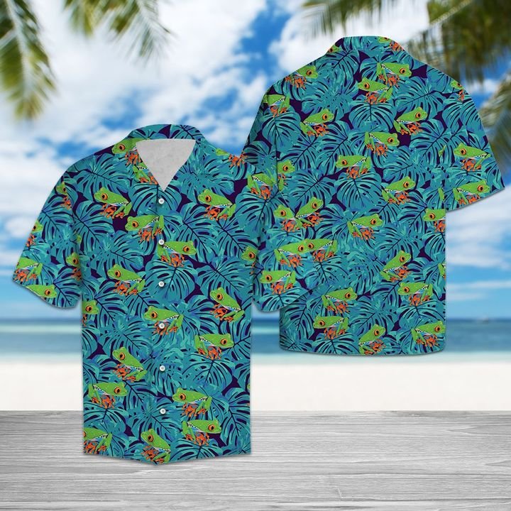 Frog Tropical Hawaiian Shirt Summer Button Up Frog Tropical Hawaiian Shirt Summer Button Up