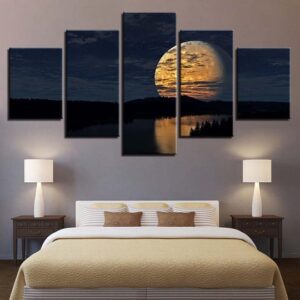 Full Moon Over Lake - Space Print Wall Art