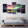 Fuse Northern Auroras - Nature 5 Panel Canvas Art Wall Decor