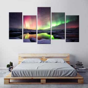 Fuse Northern Auroras - Nature 5 Panel Canvas Art Wall Decor Fuse Northern Auroras - Nature 5 Panel Canvas Art Wall Decor