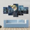 Futuristic Alien City Base - Nature 5 Panel Canvas Art Wall Decor