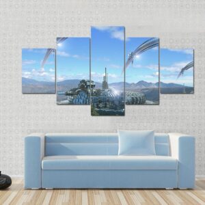 Futuristic Aliens Dome-Like Architecture - Abstract 5 Panel Canvas Art Wall Decor