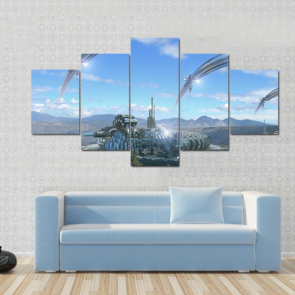 Futuristic Aliens Dome-Like Architecture - Abstract 5 Panel Canvas Art Wall Decor Futuristic Aliens Dome-Like Architecture - Abstract 5 Panel Canvas Art Wall Decor