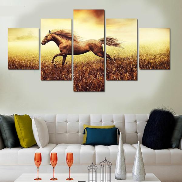 Galloping Horse - Animal 5 Panel Canvas Art Wall Decor Galloping Horse - Animal 5 Panel Canvas Art Wall Decor