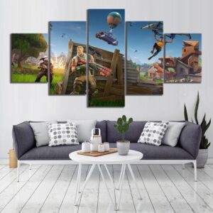 Game Backgrounds Fortnite 01 - Gaming 5 Panel Canvas Art Wall Decor