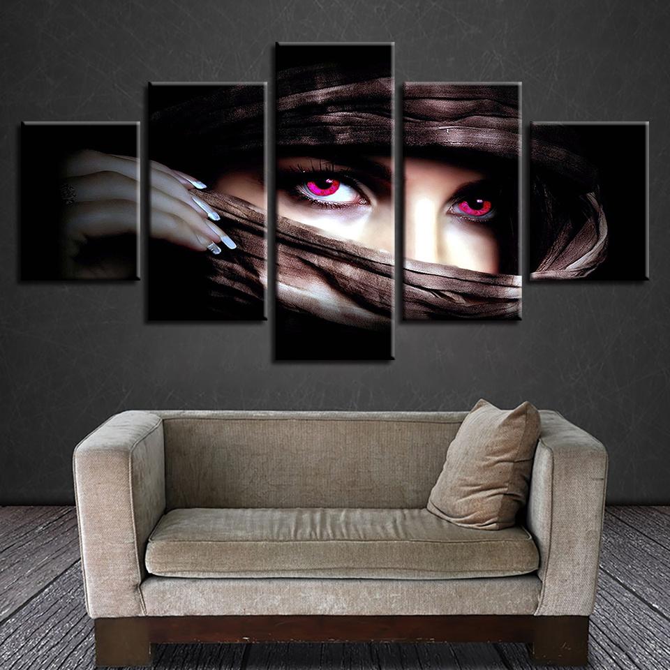 Game Character Red Eye Woman - Gaming 5 Panel Canvas Art Wall Decor Game Character Red Eye Woman - Gaming 5 Panel Canvas Art Wall Decor