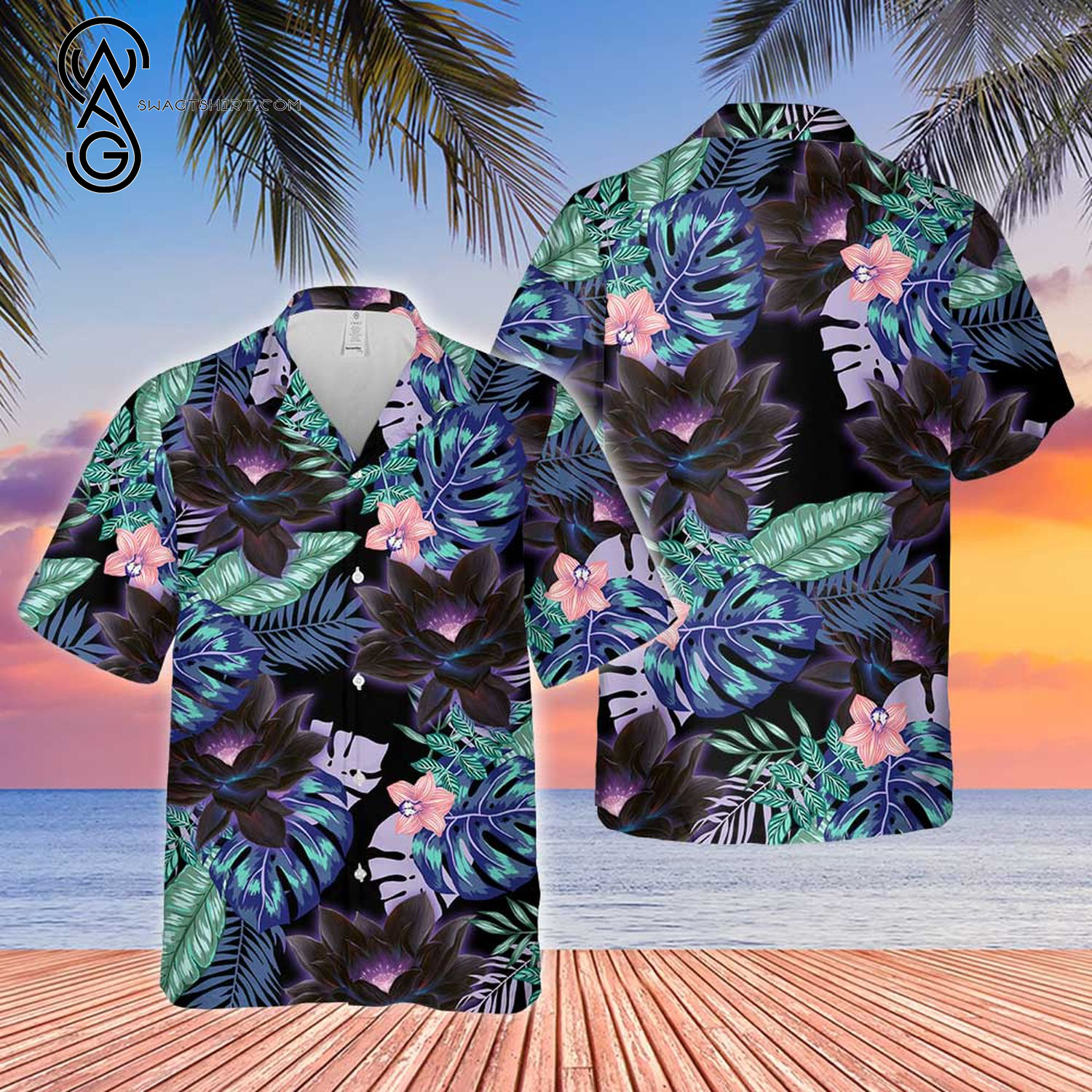 Game Magic The Gathering Black Lotus Floral Hawaiian Shirt Game Magic The Gathering Black Lotus Floral Hawaiian Shirt