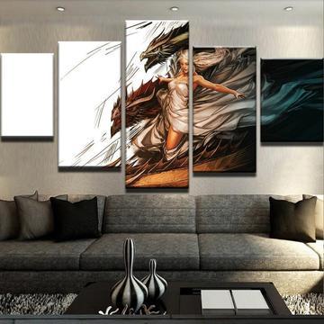 Game Of Thrones Dragon Daenerys Targaryen - Movie 5 Panel Canvas Art Wall Decor Game Of Thrones Dragon Daenerys Targaryen - Movie 5 Panel Canvas Art Wall Decor