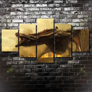 Game Of Thrones Dragon Targaryen - Movie 5 Panel Canvas Art Wall Decor