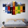 Game Of Thrones House Banners Westeros - Movie 5 Panel Canvas Art Wall Decor