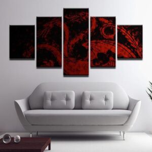 Game Of Thrones Three Heads Of The Red Dragon - Movie 5 Panel Canvas Art Wall Decor