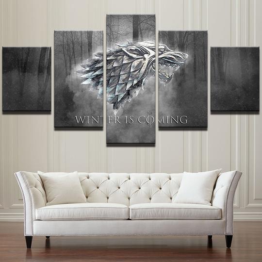 Game Of Thrones Winter Is Coming 2 - Movie 5 Panel Canvas Art Wall Decor Game Of Thrones Winter Is Coming 2 - Movie 5 Panel Canvas Art Wall Decor
