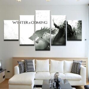 Game Of Thrones Winter Is Coming Stylized - Movie 5 Panel Canvas Art Wall Decor