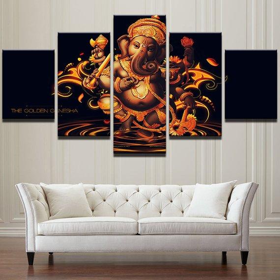 Ganesh Hindu - Religion 5 Panel Canvas Art Wall Decor Ganesh Hindu - Religion 5 Panel Canvas Art Wall Decor