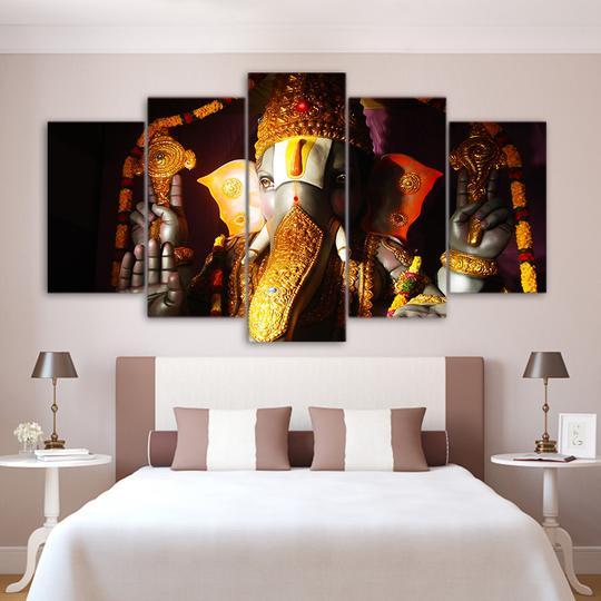 Ganesha 08 - Religion 5 Panel Canvas Art Wall Decor Ganesha 08 - Religion 5 Panel Canvas Art Wall Decor
