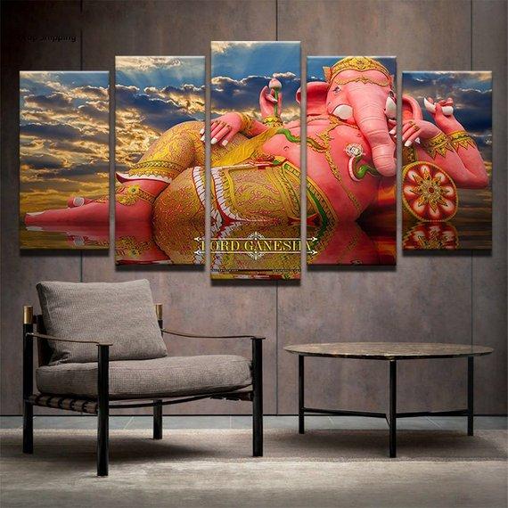 Ganesha 16 - Religion 5 Panel Canvas Art Wall Decor Ganesha 16 - Religion 5 Panel Canvas Art Wall Decor