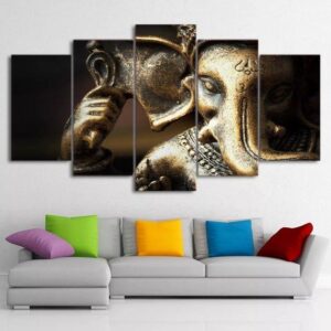 Ganesha Hindu 1 - Religion 5 Panel Canvas Art Wall Decor